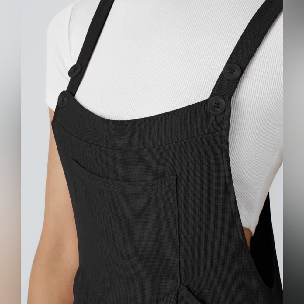 HALARA Pockets Waffle Casual Black Overalls M. - Picture 3 of 7